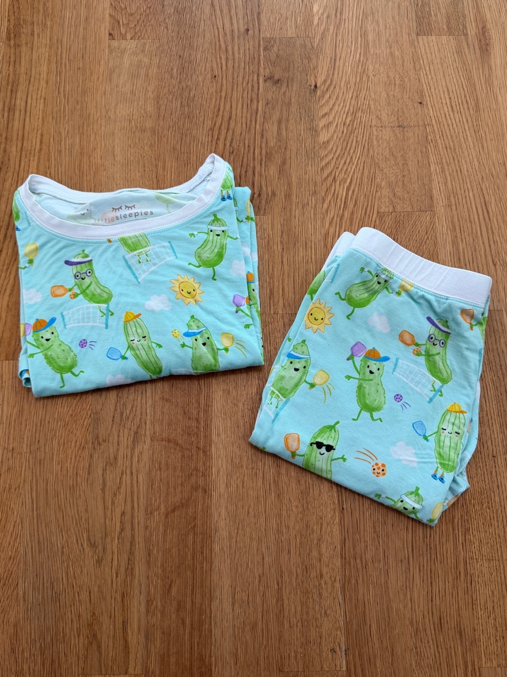 Little Sleepies 12/14 Green Long Sleeve Pickle Ball Pajama Set